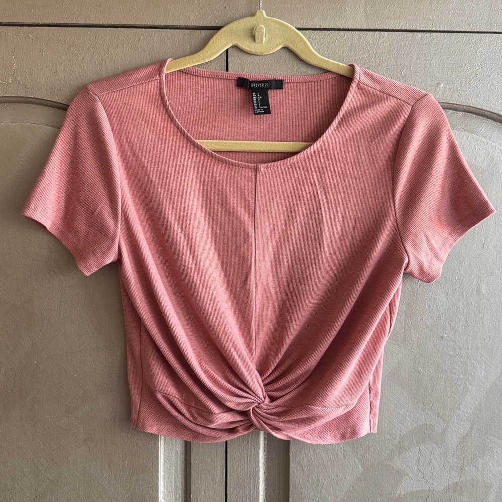 Forever 21 Mauve pink Twist Front Crop Top size Large